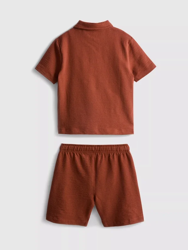 1–9 Jahre | Set aus strukturiertem Polohemd und Shorts
