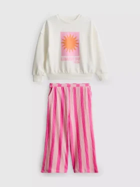 1–9 Jahre | Set aus Sweatshirt und Hose mit Knitteroptik