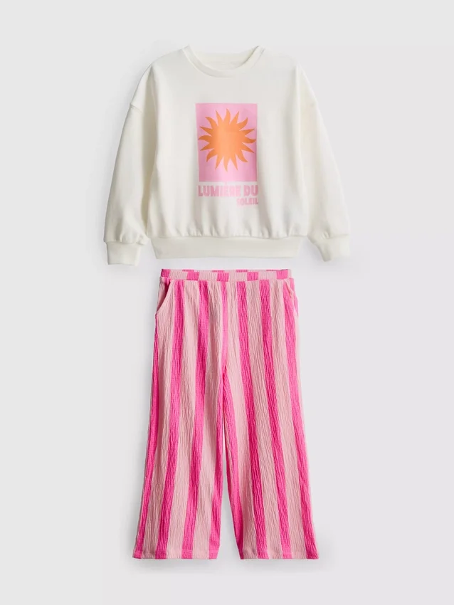 1–9 Jahre | Set aus Sweatshirt und Hose mit Knitteroptik