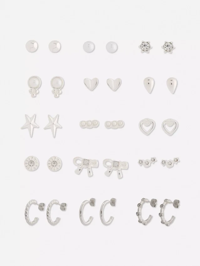 15er-Pack Ohrstecker und Creolen