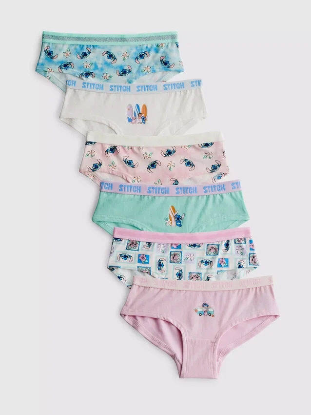 2–15 Jahre | 6er-Pack Disney's Stitch Hipster-Slips