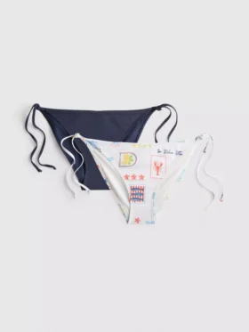 2er-Pack bedruckte Bikinihösli mit seitlichem Bindeband