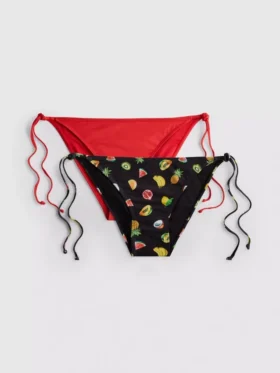 2er-Pack bedruckte Bikinihösli mit seitlichem Bindeband