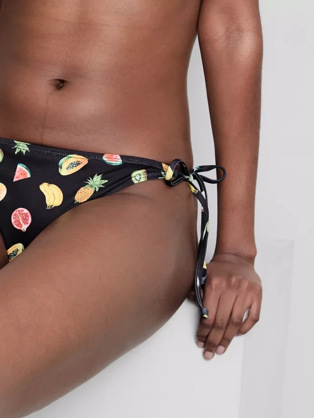 2er-Pack bedruckte Bikinihösli mit seitlichem Bindeband
