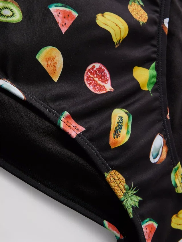 2er-Pack bedruckte Bikinihösli mit seitlichem Bindeband