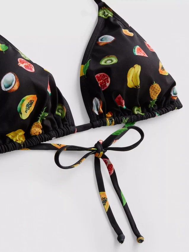 2er-Pack bedrucktes Dreieck-Bikini-Oberteil