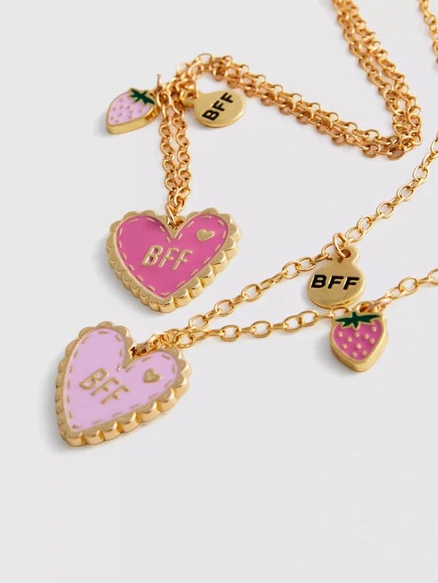 2er-Pack BFF-Herz-Halsketten