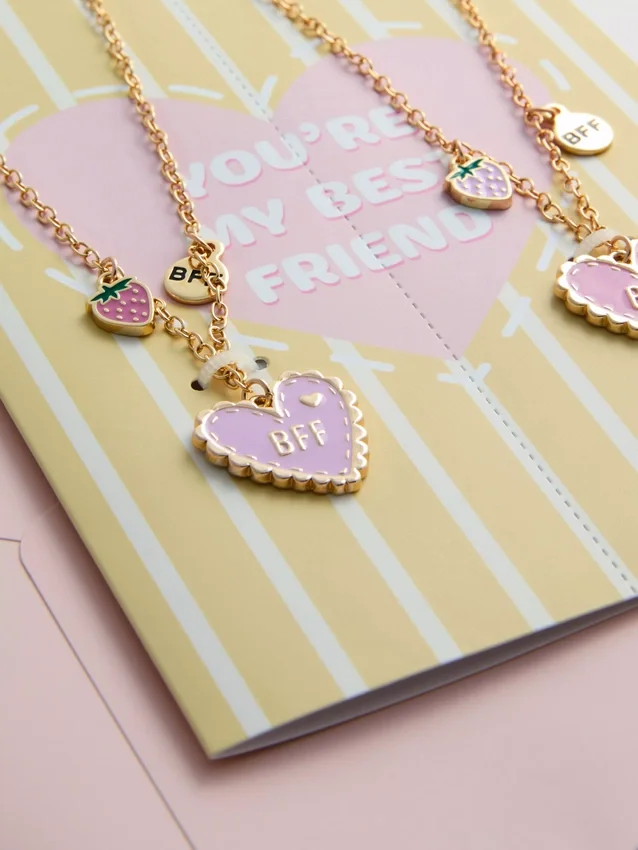 2er-Pack BFF-Herz-Halsketten