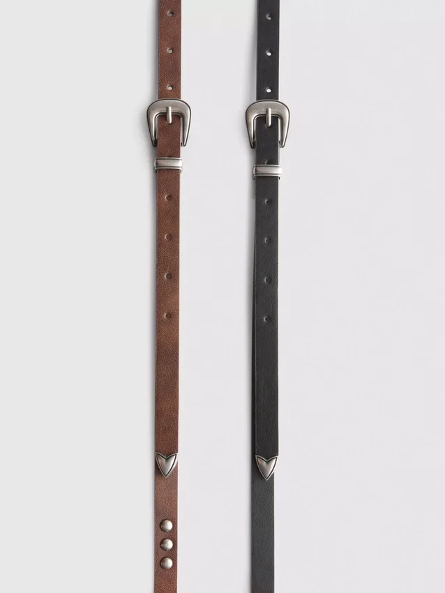 2er-Pack Gürtel mit Western-Schnalle