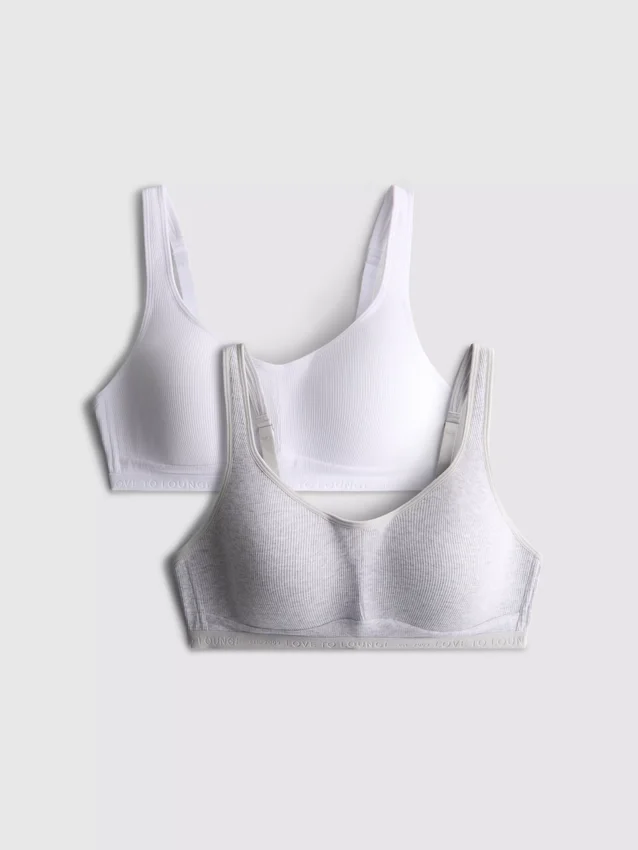2er-Pack «Love to Lounge»-Bralettes aus Baumwolle