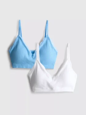 2er-Pack nahtlose Bralettes mit Spitzenbesatz