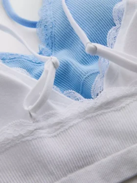 2er-Pack nahtlose Bralettes mit Spitzenbesatz