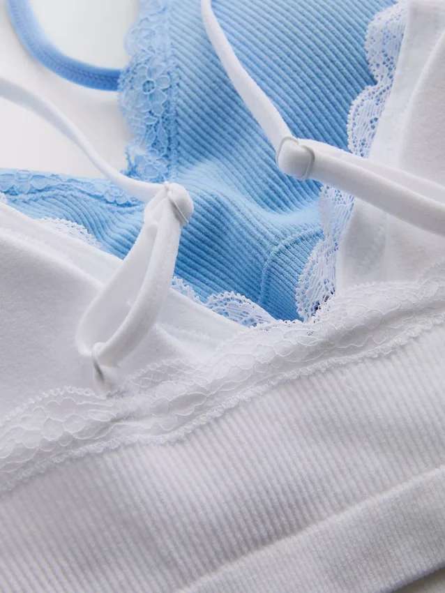 2er-Pack nahtlose Bralettes mit Spitzenbesatz