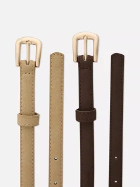 2er-Pack schmale Gürtel aus Kunstwildleder