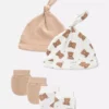 2er-Pack Teddybär-Mütze und -Fäustlinge für Neugeborene als Set