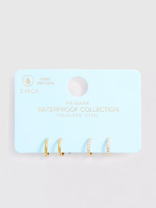 2er-Pack wasserfeste Diamanta-Creolen