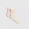 2er-Pack Yoga-Socken aus baumwollreicher Quarter-Crew-Socken in Pfirsich