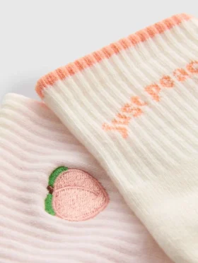 2er-Pack Yoga-Socken aus baumwollreicher Quarter-Crew-Socken in Pfirsich