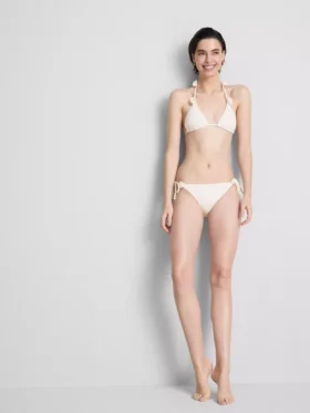 3D-Bikini-Unterteile mit Blumenmuster und seitlichen Bindebändern
