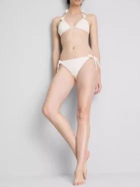 3D-Bikini-Unterteile mit Blumenmuster und seitlichen Bindebändern