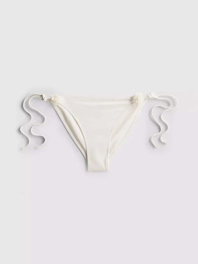 3D-Bikini-Unterteile mit Blumenmuster und seitlichen Bindebändern