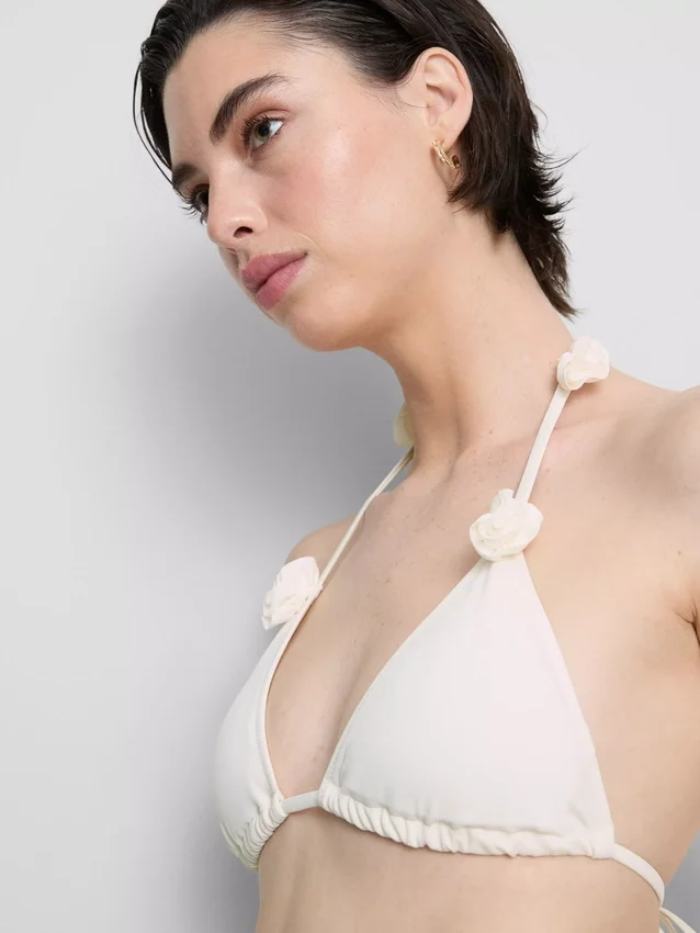 3D-Blumen-Triangel-Bikini-Oberteil
