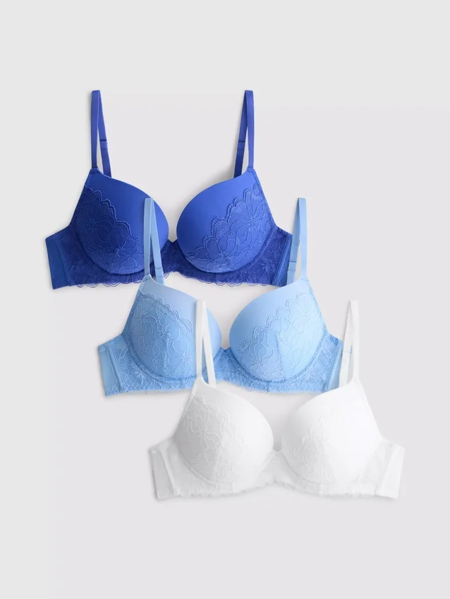 3er-Pack A–E-Spitzen-Push-up-BHs