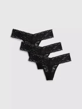 3er-Pack Bandeau-Strings aus Spitze