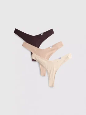 3er-Pack baumwollreiche, gerippte Miami-Tangas