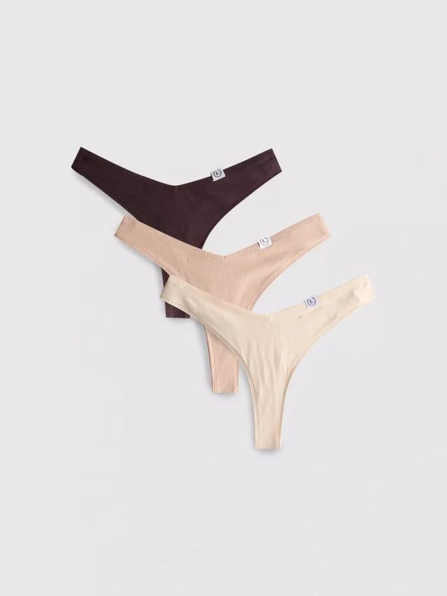3er-Pack baumwollreiche, gerippte Miami-Tangas