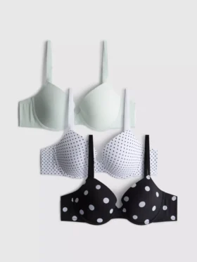 3er-Pack bedruckte T-Shirt-BHs in den Grössen A–E