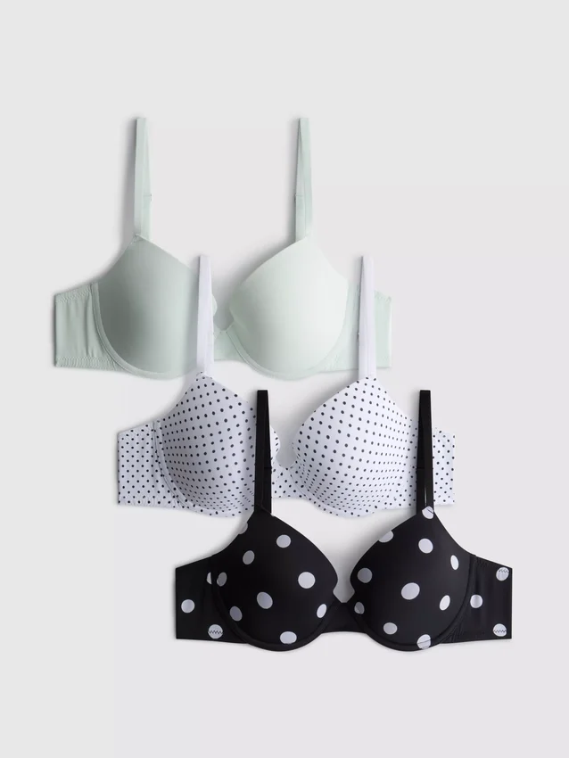 3er-Pack bedruckte T-Shirt-BHs in den Grössen A–E