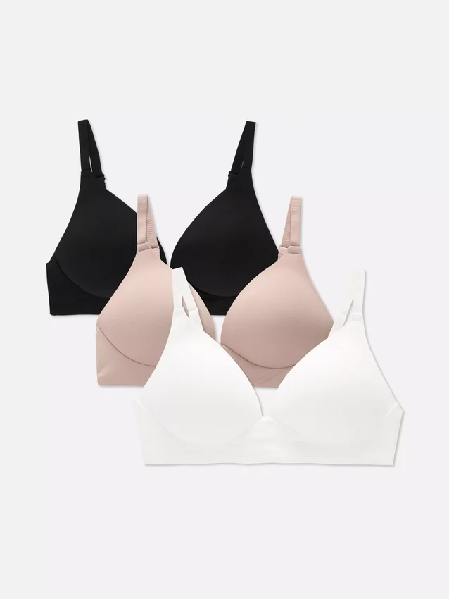 3er-Pack bügellose BHs mit gebürsteter Oberfläche