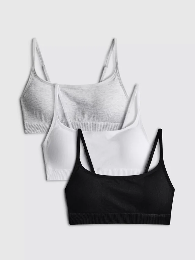 3er-Pack bügellose Crop-Bralettes