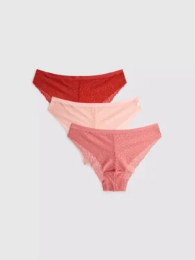 3er-Pack brasilianische Slips mit durchgehender Spitze