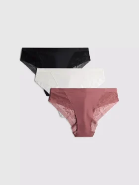 3er-Pack Brazilian-Tangas mit Spitzenverzierung