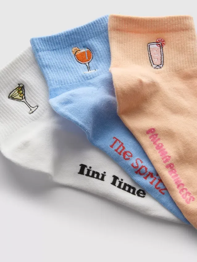 3er-Pack Cocktail-Viertellang-Socken
