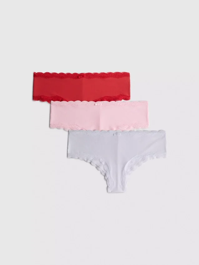 3er-Pack gerippte Hipster-Slips aus Mikrofaser