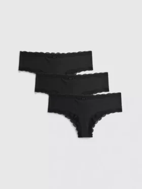 3er-Pack Hipster-Slips mit Spitzenbesatz