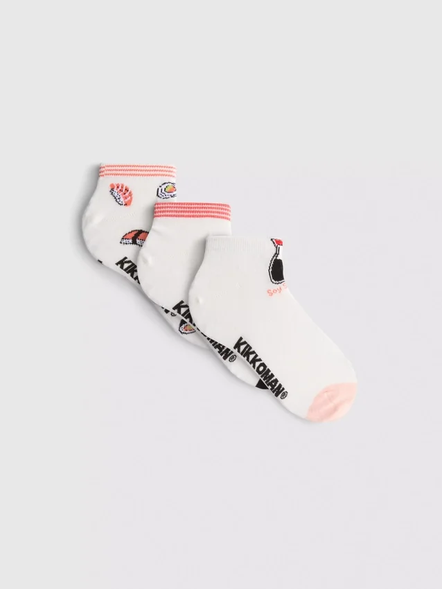 3er-Pack Kikkoman-Knöchelsocken aus Baumwollmischung
