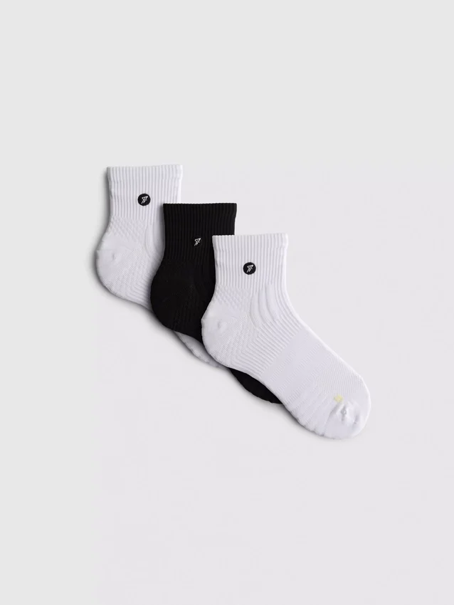 3er-Pack Mikrofaser-Quarter-Crew-Aktiv-Socken