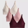 3er-Pack nahtlose Bralettes mit Spitzenbesatz
