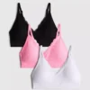 3er-Pack nahtlose Bralettes mit Spitzenbesatz
