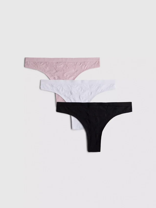 3er-Pack nahtlose Jacquard-Tanga