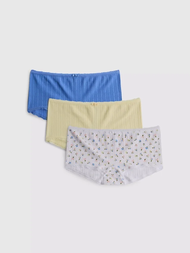 3er-Pack Pointelle-Mini-Shorts für Jungen