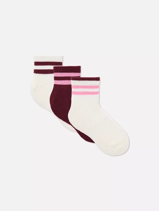 3er-Pack Quarter-Socken im Color-Block-Design