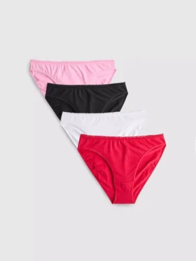 4er-Pack hochgeschnittene Slips mit Rüschenbesatz