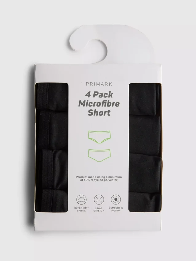4er-Pack kurze Slips aus Mikrofaser als Shorts