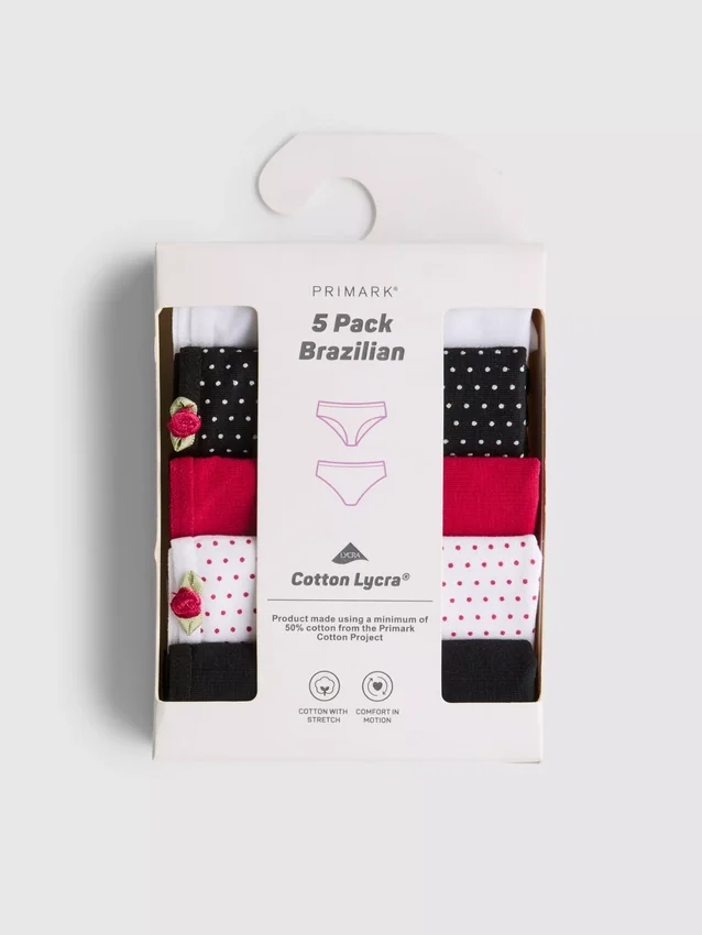 5er-Pack bedruckte Brazilian-Slips aus baumwollreichem Stoff