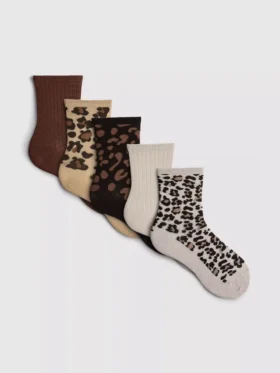 5er-Pack Crew-Socken mit Tiermuster